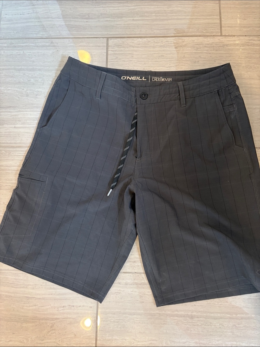 O'Neill Men's Charcoal Pinstripe Flat Front Shorts